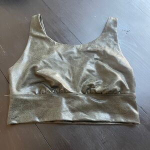 Offline faux leather green workout top